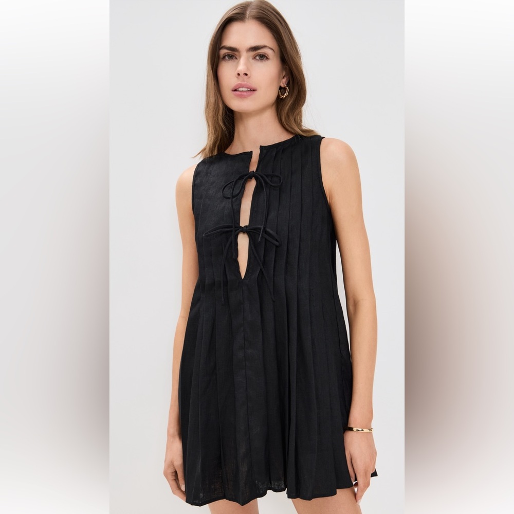 VRG GRL VALERIA LINEN MINI DRESS BLACK SIZE: 10